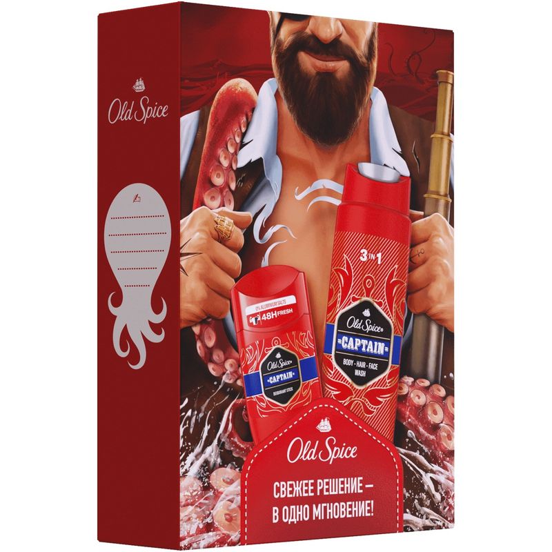 

Подарочный набор Old Spice Captain Гель для душа 3в1, 250 мл + Дезодорант-стик 50 мл
