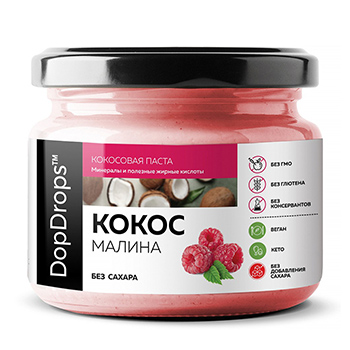 

Паста кокосовая DopDrops с малиной (без сахара) 250г стекло Россия