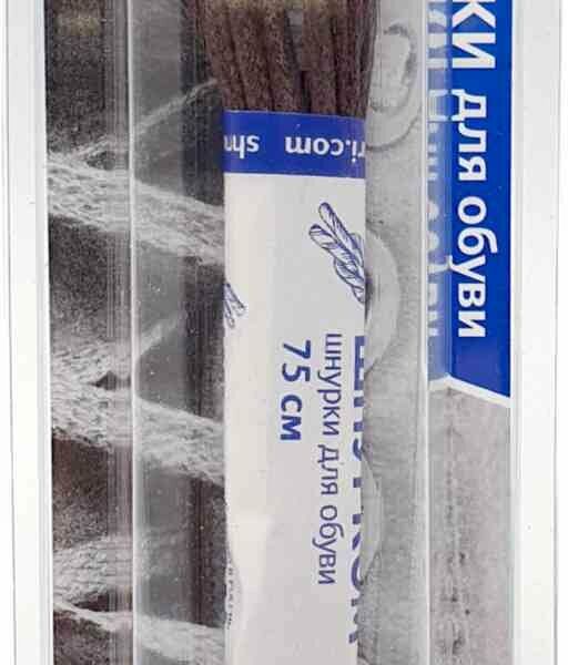 Шнурки для обуви круглые вощёные хлопок цвет: коричневый размер: 2,5 мм, 75 см