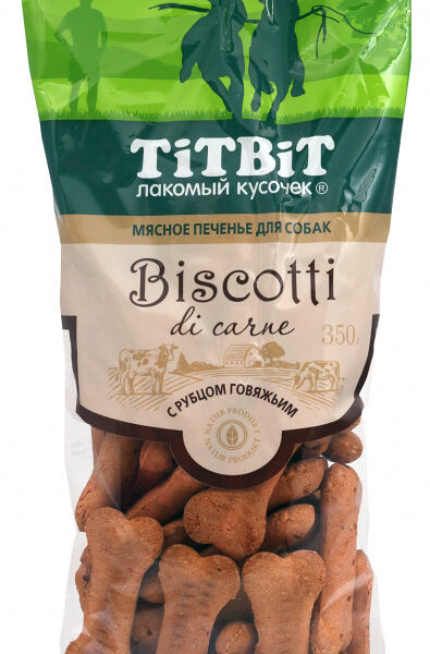 Печенье TitBit Biscotti с рубцом говяжьим для собак 350 г