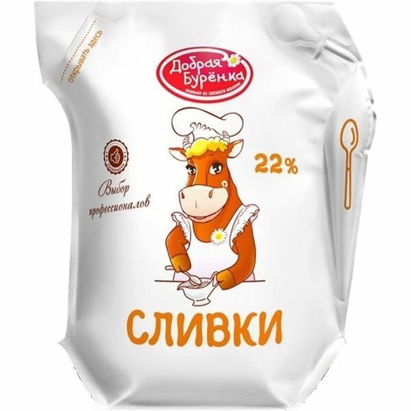 Сливки ультрапастеризованные Добрая Буренка 22%, 400 г