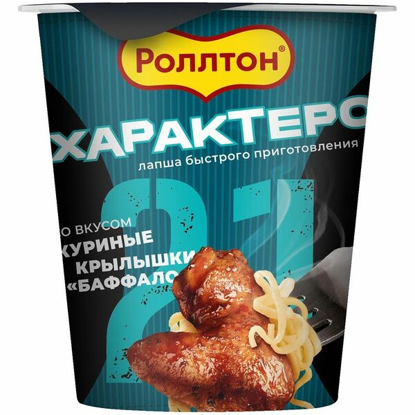 Лапша быстрого приготовления Роллтон с характером со вкусом Куриные крылышки Баффало, 70г