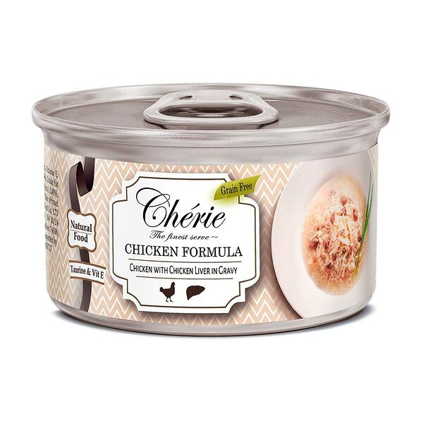 Корм влажный Pettric Cherie Рубленная курица с куриной печенью в подливе 80 г