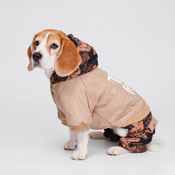 Комбинезон с капюшоном для собак, 3XL, кофейный