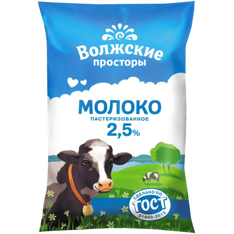 

Молоко Волжские просторы пастеризованное 2.5% 900 мл