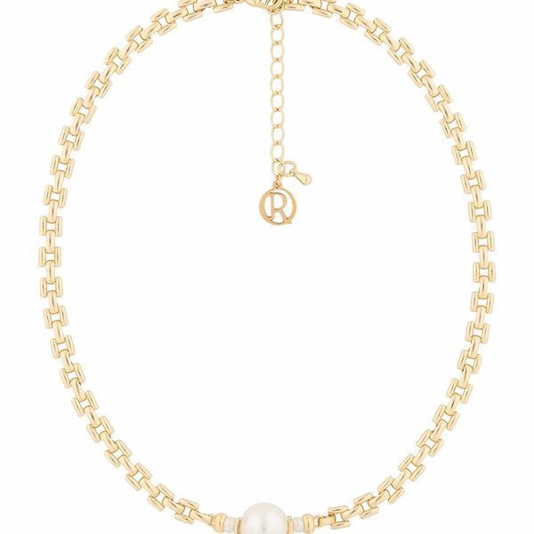 RONDA O/W 22/23 203N Колье, ювелирный сплав, реконструированный жемчуг, золочение, р.45