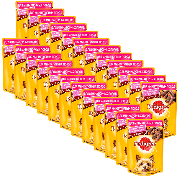 Корм для собак PEDIGREE для миниатюрных пород, ягненок с овощами в соусе пауч 85г (упаковка - 24 шт)