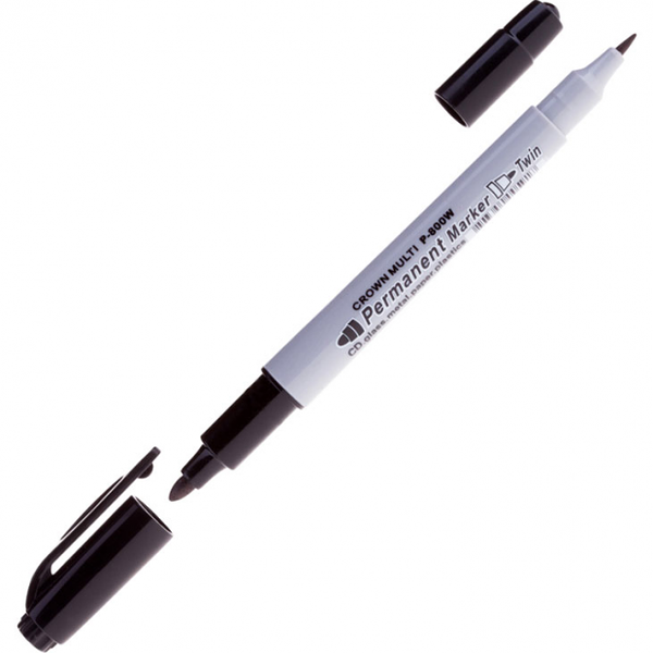 Маркер перманентный Multi Marker Twin (Мульти Маркер Твин) двухсторонний черный, 2 мм, 1 мм ТМ Crown (Краун)