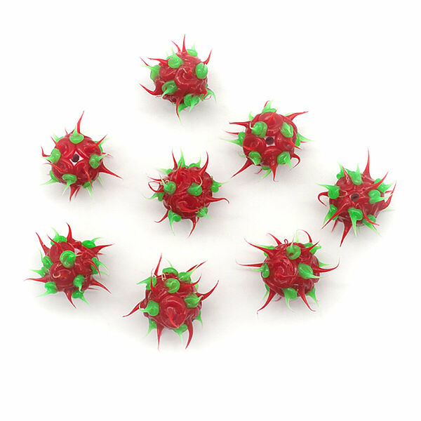 Бусины резиновые с шипами RUB0001C, 12 мм, 8 шт/уп, Astra&Craft(07 красный/зеленый)