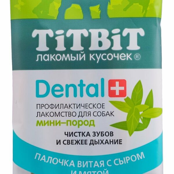 Лакомство профилактическое для собак Палочка витая с сыром и мятой ТМ TiTBiT (ТитБит)
