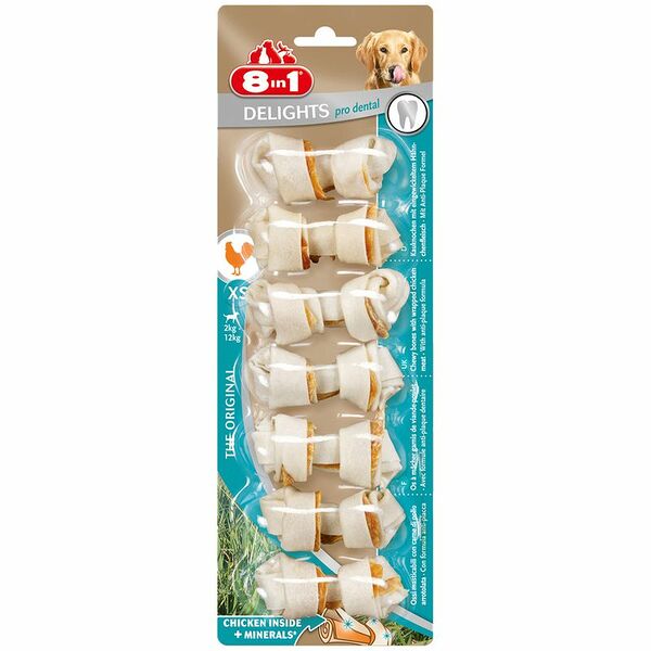 Лакомство для собак Delights Pro Dental 8 in 1 косточки XS 7.5см, 7 шт