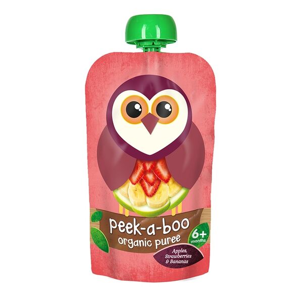 Пюре Peek-a-boo яблоко-клубника-банан