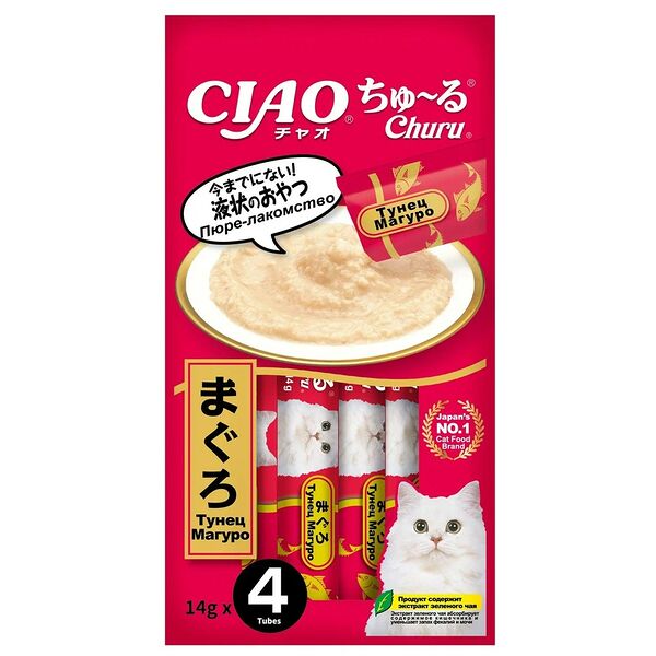 Лакомство-пюре для кошек INABA Ciao Churu Тунец магуро 14гx4 шт