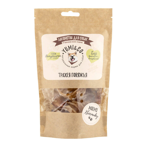 Лакомство YUMI&CO Трахея говяжья резанная для собак 40 г