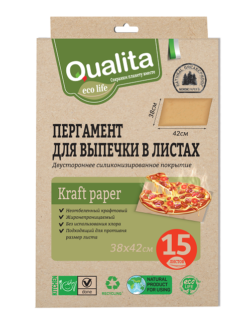 

Пергамент для выпечки Qualita 38х42 см 15 шт.