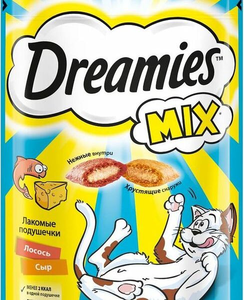 Лакомство Dreamies С лососем и сыром подушечки для взрослых кошек 60г