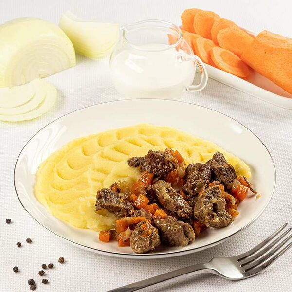 ПалычЛанч Говядина тушеная с овощами в собственном соку с картофельным пюре 210 г