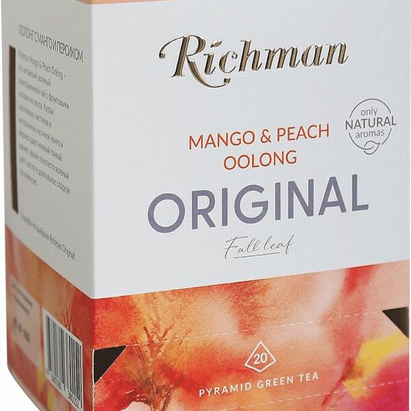 Чай Richman Mango & Peach Oolong зелёный с ароматом манго и персика, 20х2г, 40г