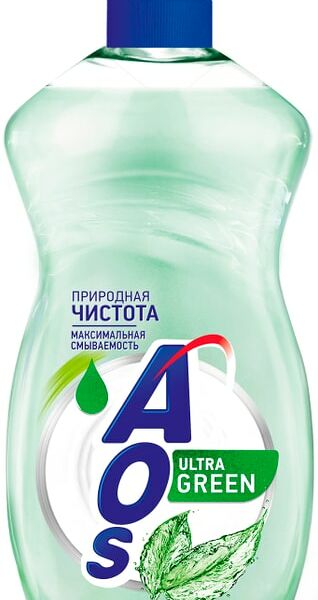 Средство для мытья посуды AOS Ultra Green 450г