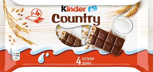 Шоколад молочный Kinder Chocolate со злаками, 94 г