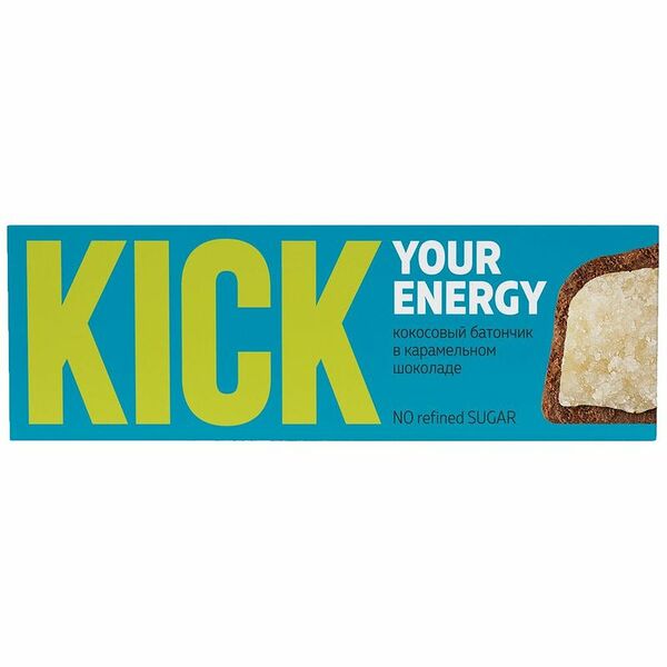 Батончик коксовый Kick Your Energy в карамельном шоколаде, 45г