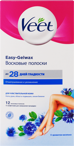 

Полоски для депиляции Veet с ароматом василька для чувствительной кожи 12 шт.