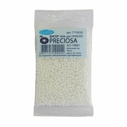 (46205) 331-19001-10/0 Бисер непрозрачный с радужным покрытием 10/0, круг.отв., 20гр Preciosa,упак