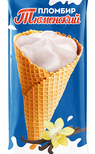 Мороженое Тюменский пломбир Пломбир ванильный 15%, без змж, вафельный рожок