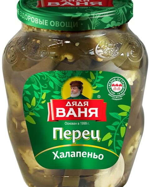 Перец Дядя Ваня Острый Пастеризованный Халапеньо 350г