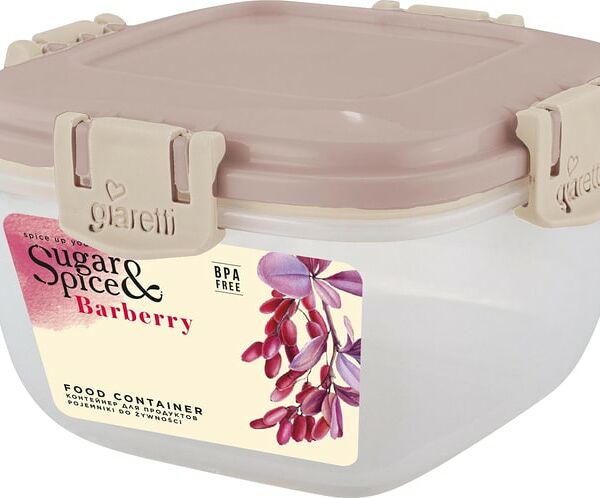Контейнер для продуктов Sugar&Spice Barberry герметичный квадратный латте 1л