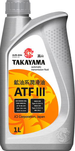 

Масло трансмиссионное TAKAYAMA ATF III 605526, минеральное, 1л