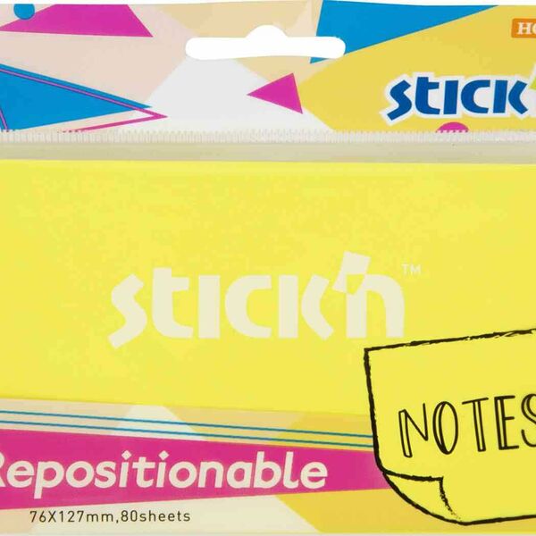 Блок самоклеящийся бумажный цвет: желтый неон, 80 шт.