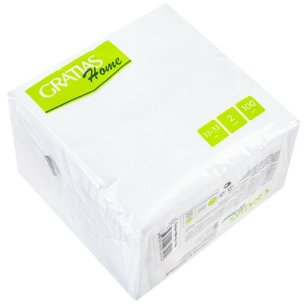 Салфетки бумажные Gratias Home 2слоя 33*33см 100шт
