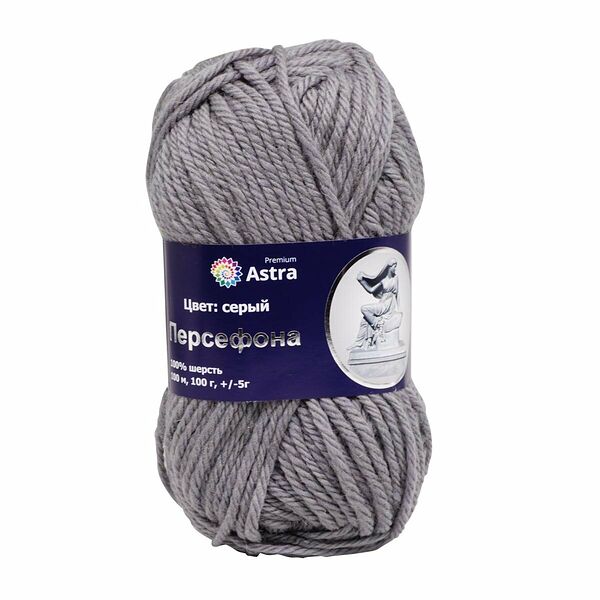 Пряжа Astra Premium 'Персефона' 100гр. 100м (100% шерсть)(10 серый),шт