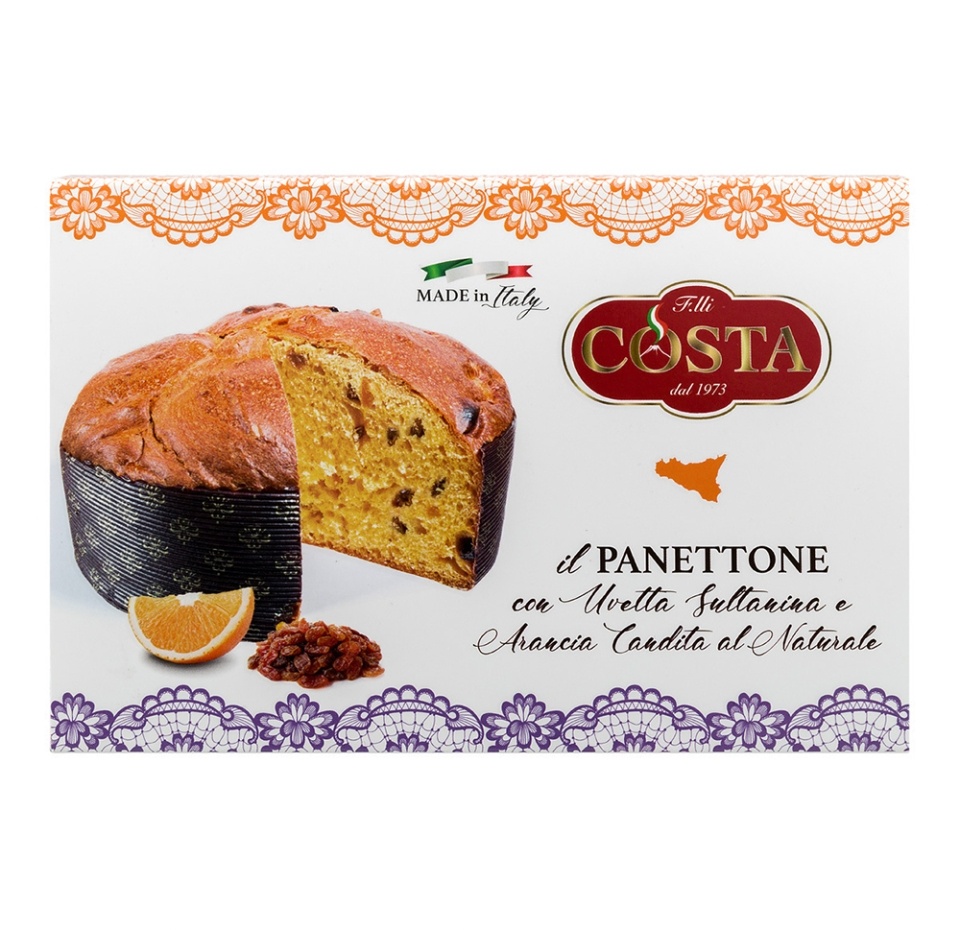 

Кулич Costa Панеттоне с изюмом и цукатами апельсина 500 г, Италия