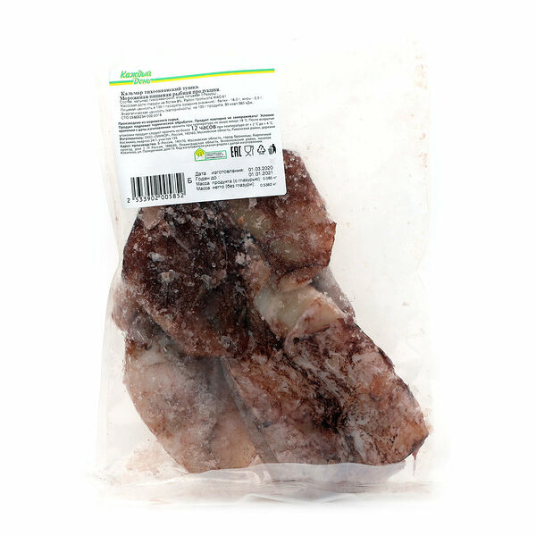 Кальмар тушка с кожей «Каждый день» (0,8-1,1 кг), 1 упаковка 