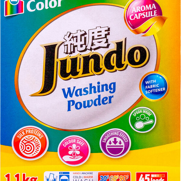 Стиральный порошок Jundo 2в1 для цветного белья с кондиционером Aroma Capsule 1.1кг