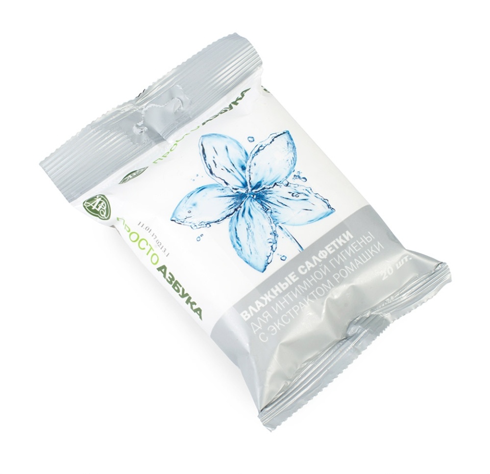 

Салфетки влажные для интимной гигиены с экстрактом ромашки, «Просто Азбука», 20 шт., Россия