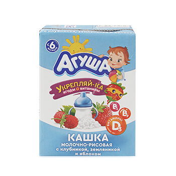 Каша рисовая Агуша с клубникой,земляникой и яблоком Укрепляй-ка с витаминами 2.7%