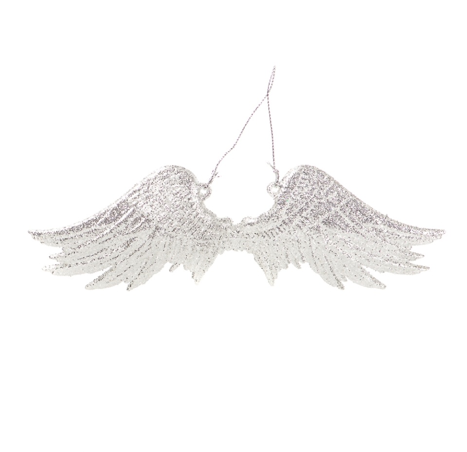 

Игрушка для ёлки Premier Decorations Крылья ангела с глиттером, цвет серебристый, 19 см, Великобритания