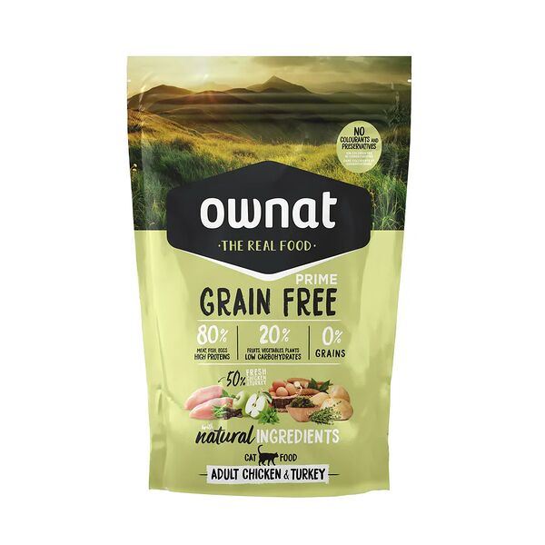 Adult Grain Free сухой корм Ownat для взрослых кошек с курицей и индейкой, 400 гр.