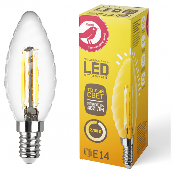 LED-Лампа АШАН Красная птица E14 4-40W