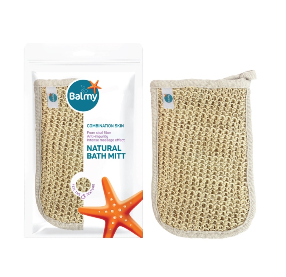 

Мочалка-рукавичка Balmy для душа из натурального сизаля с махрой, Турция