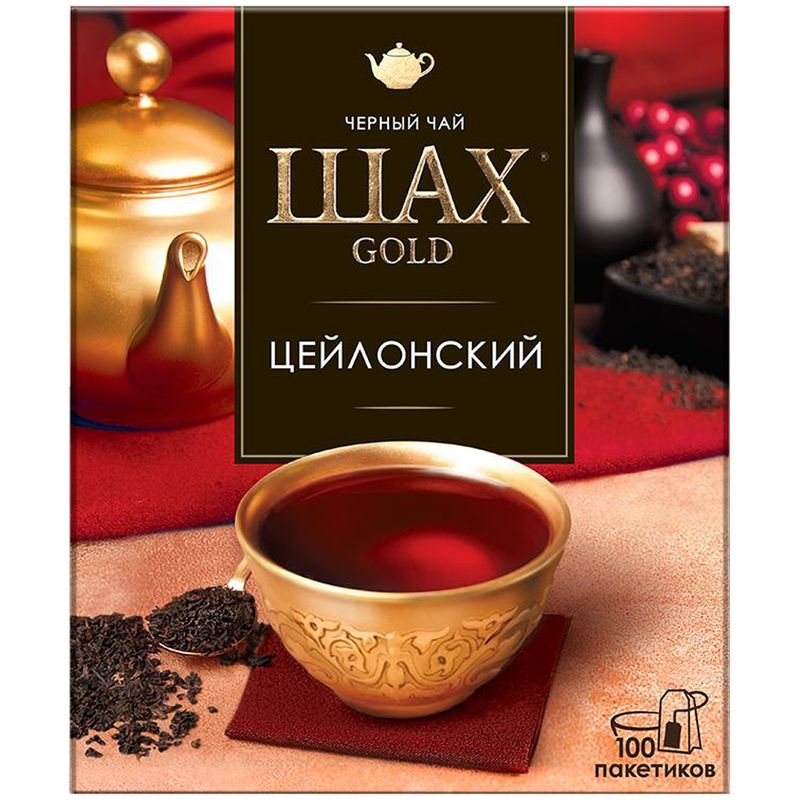 

Чай чёрный Шах Gold Цейлонский в пакетиках 100 шт 200 г
