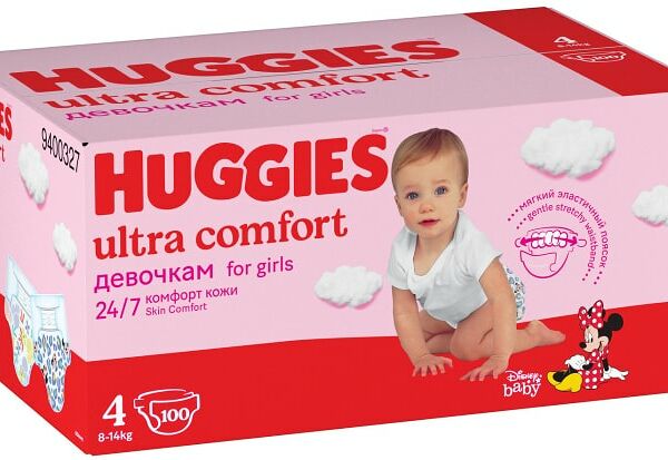 Подгузники Huggies Box Ультра Комфорт для девочек 4 8-14кг 100шт