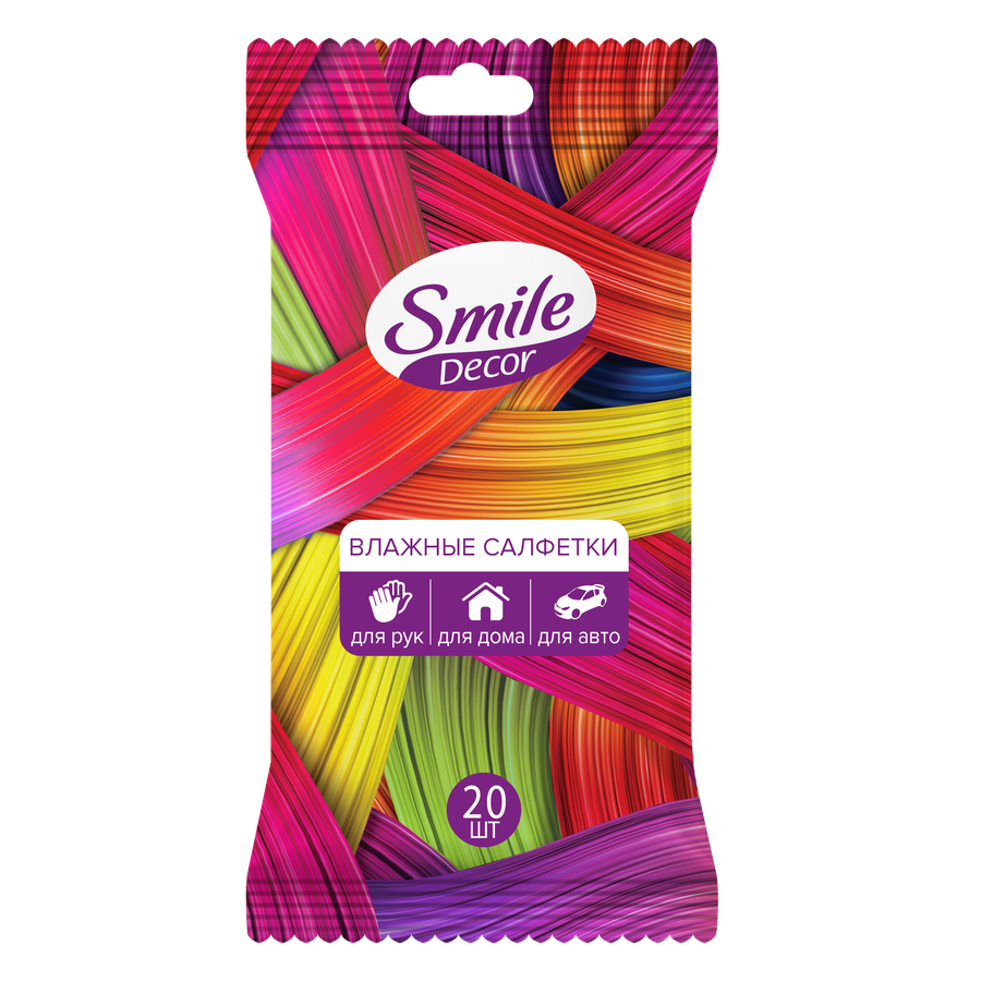 

Салфетки влажные SMILE Decor, 15шт