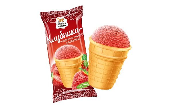 Десерт замороженный бодрая корова 80 г парфе клубника в вафельном стаканчике бзмж