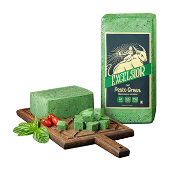

Сыр Excelsior Pesto Green с базиликом и чесноком 45%, Россия, БЗМЖ весовой