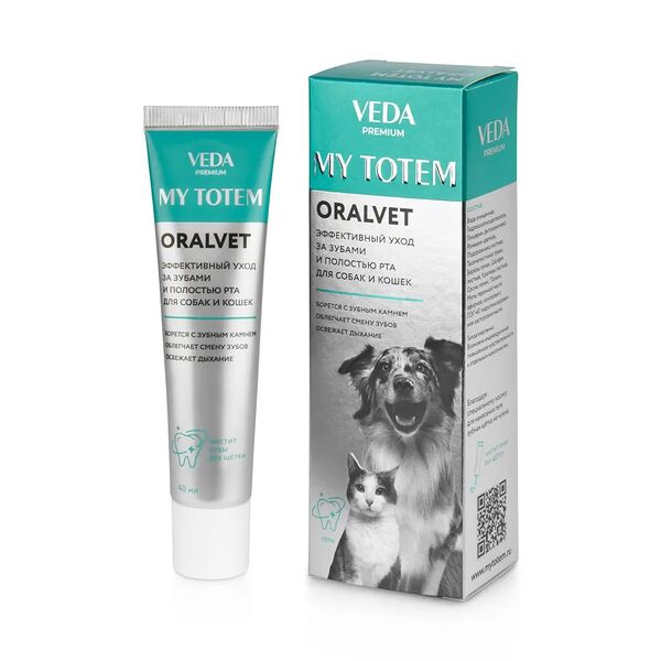 Гель для зубов и полости рта собак и кошек MY TOTEM ORALVET, 40 мл (Веда) 