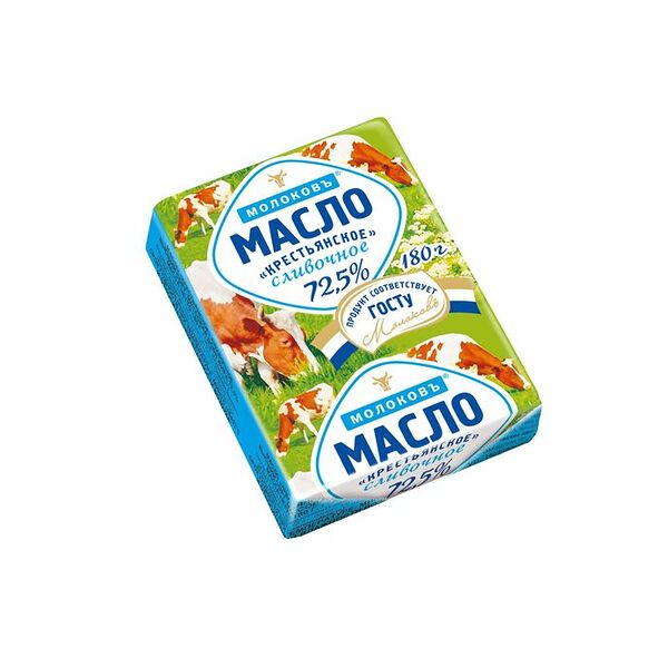Масло сливочное Молоковъ Крестьянское высшего сорта 72.5%